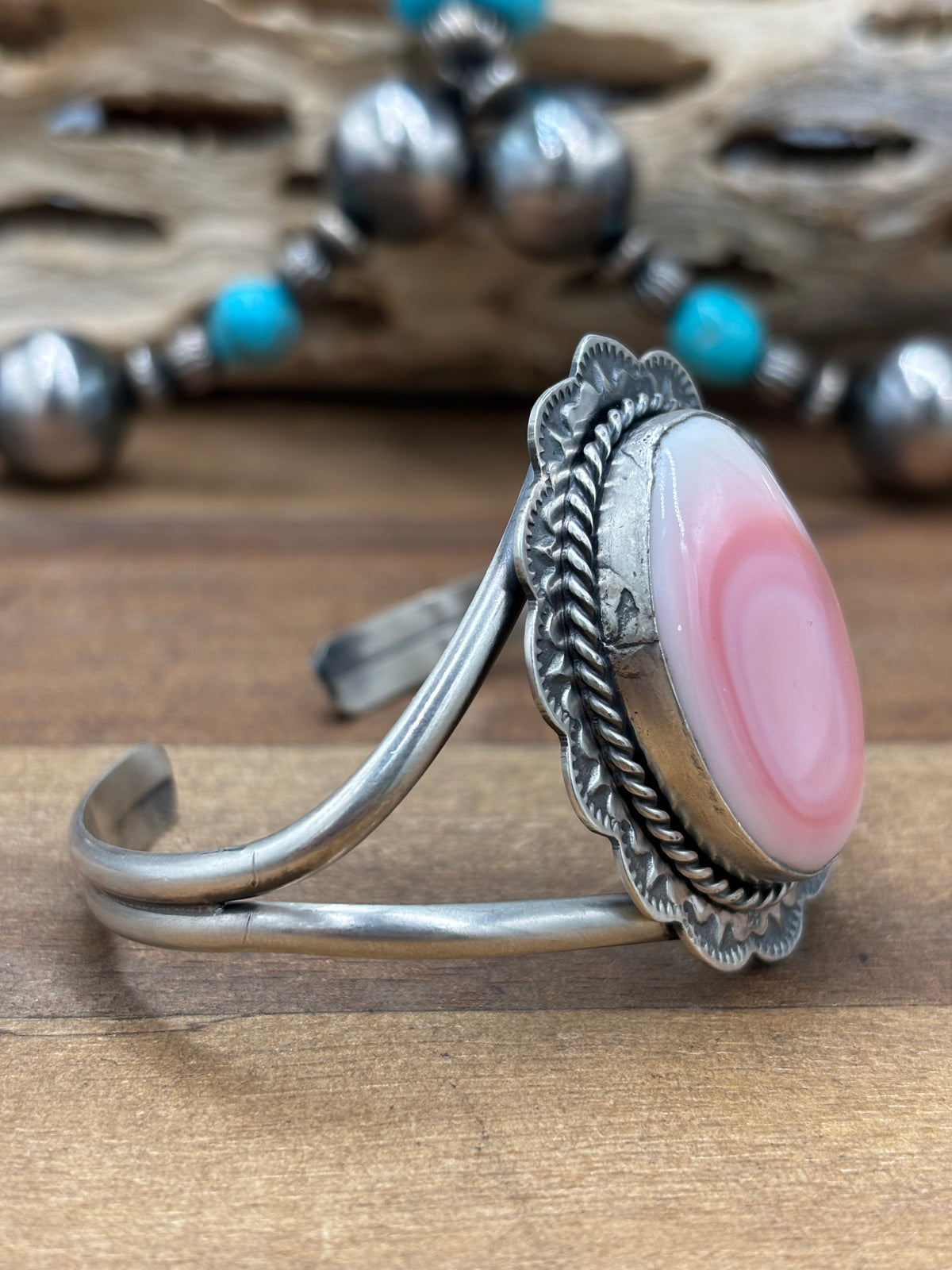 Pink Conch #108-13 Cuff by Boyd Ashley, Navajo