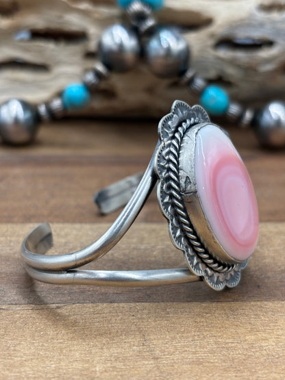 Pink Conch #108-13 Cuff by Boyd Ashley, Navajo