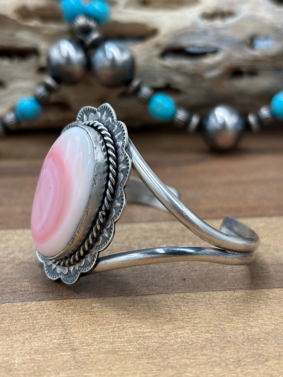 Pink Conch #108-13 Cuff by Boyd Ashley, Navajo