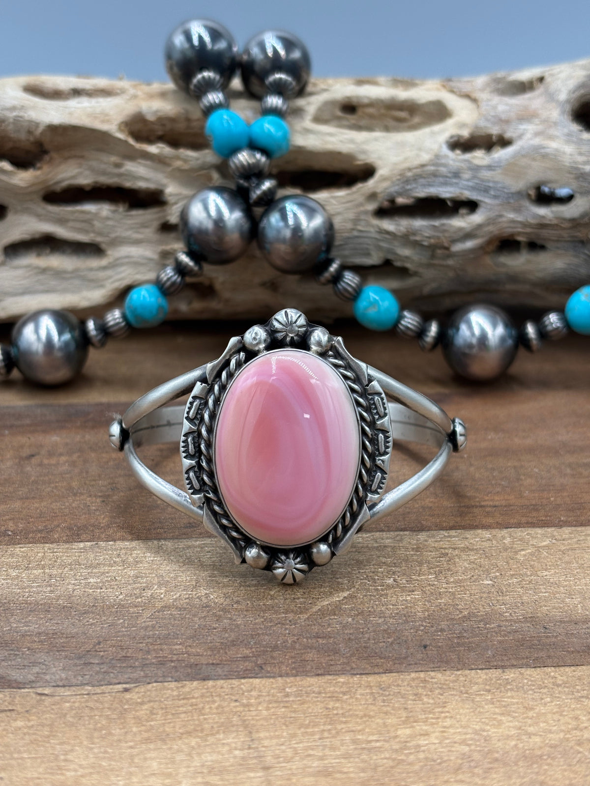 Pink Conch #108-14 Cuff by Augustine Largo, Navajo