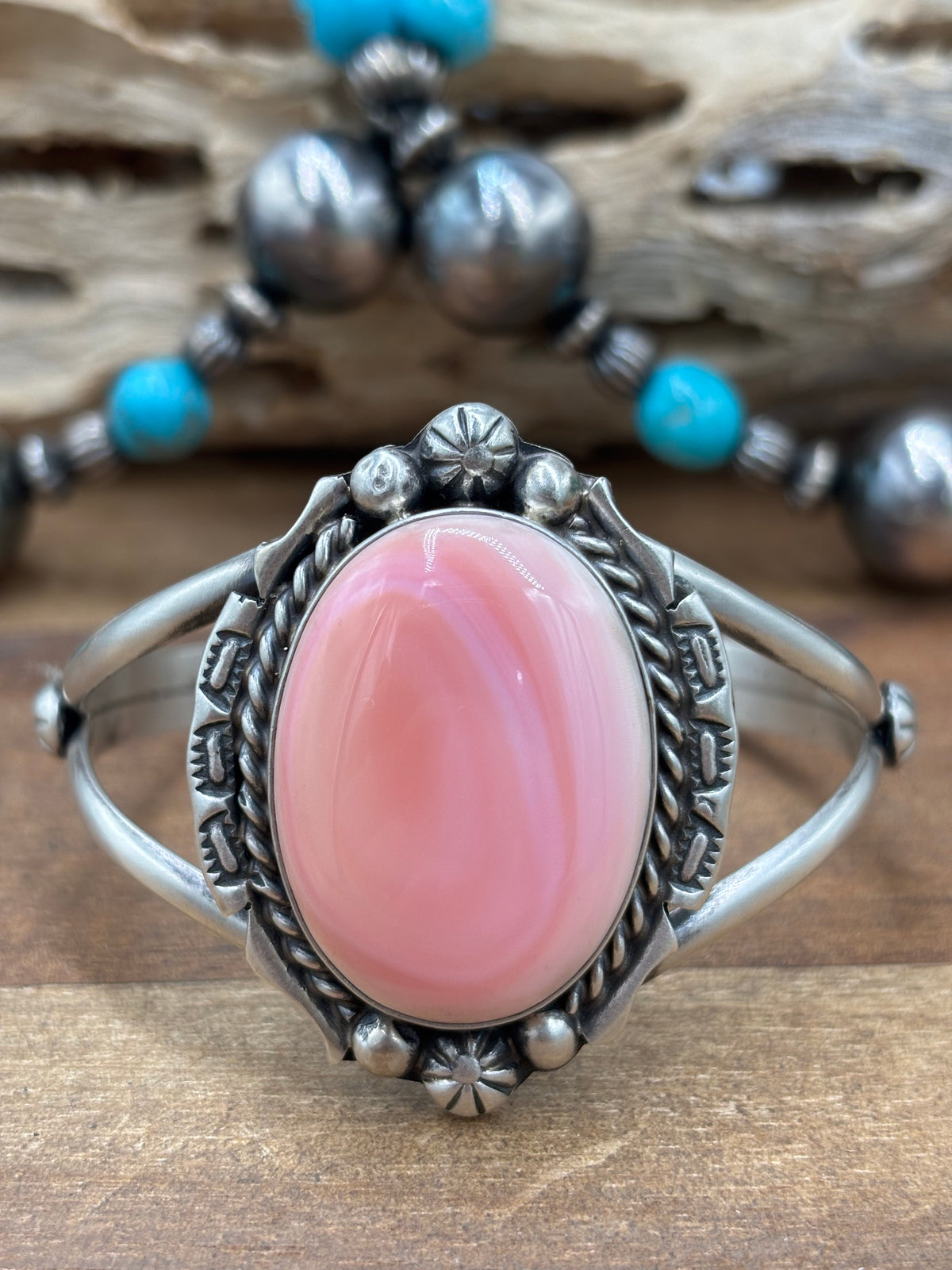 Pink Conch #108-14 Cuff by Augustine Largo, Navajo