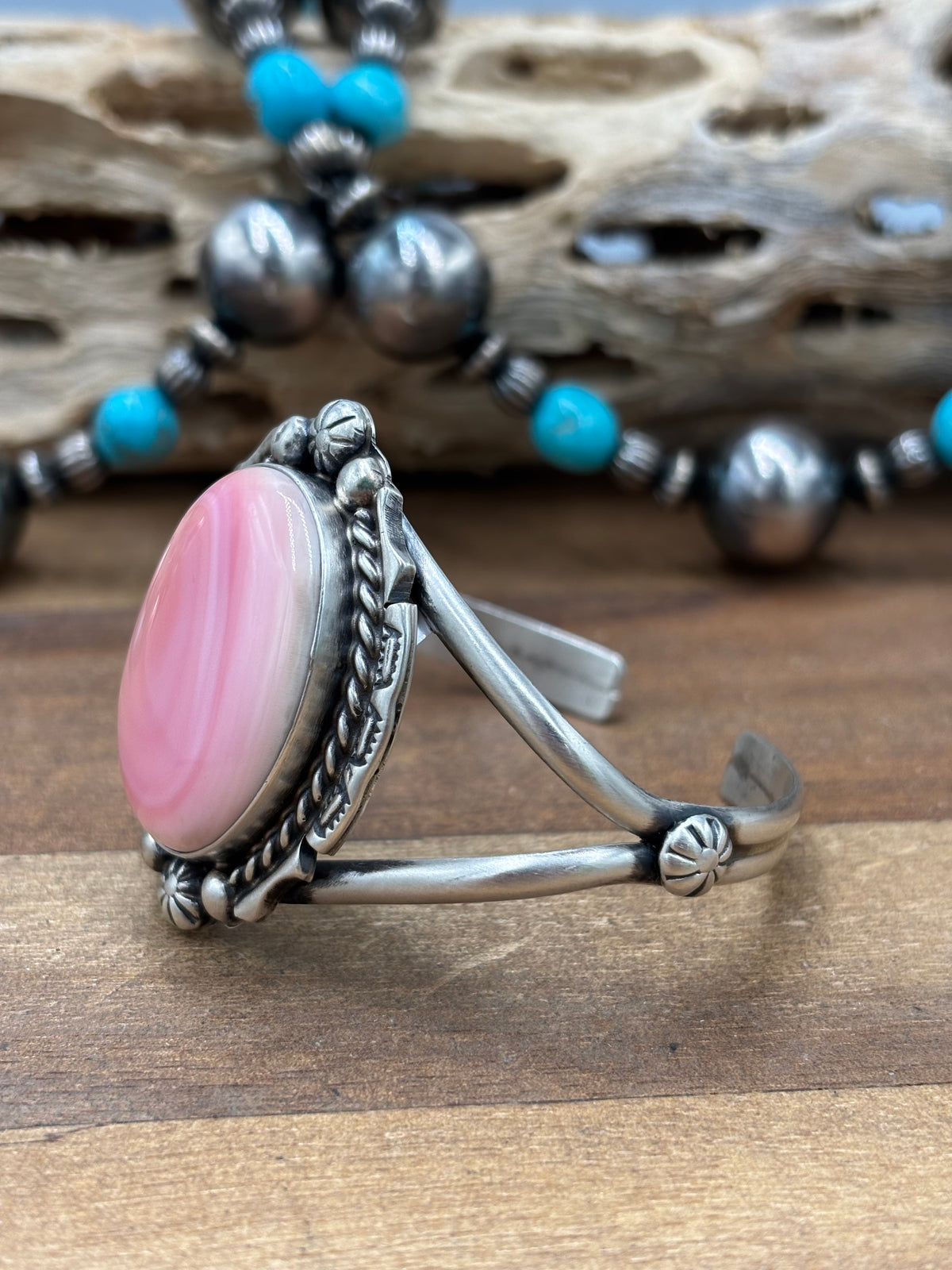 Pink Conch #108-14 Cuff by Augustine Largo, Navajo