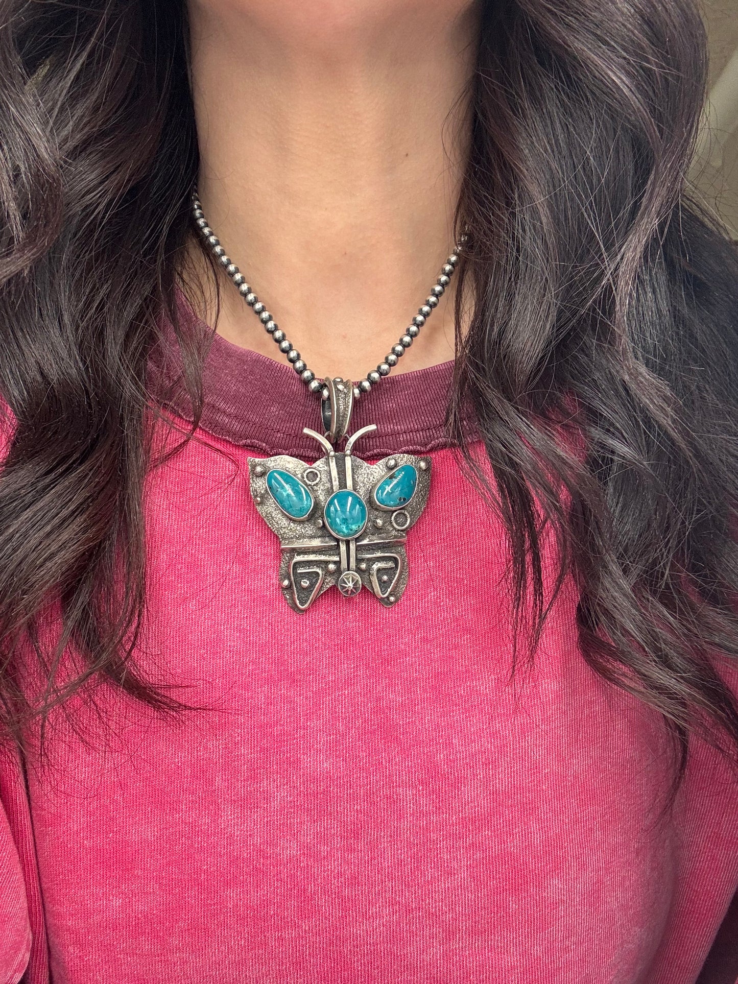 Butterly Turquoise Pendant by Randy Billy, Navajo