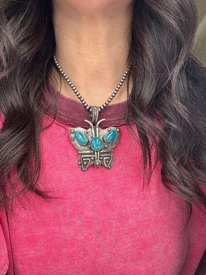 Butterly Turquoise Pendant by Randy Billy, Navajo