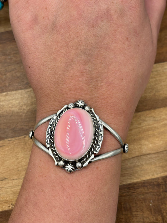 Pink Conch #108-14 Cuff by Augustine Largo, Navajo