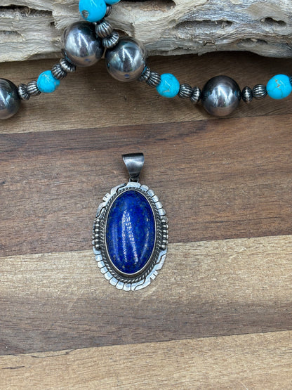 Lapis #108-18 Pendant by R Skeets, Navajo