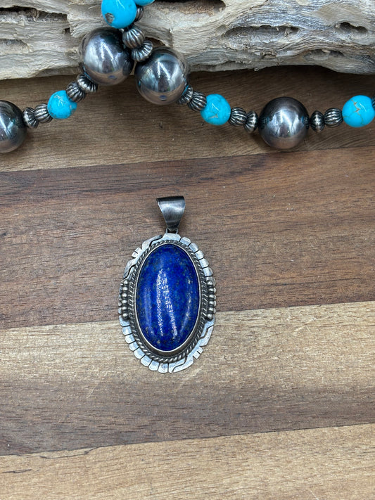 Lapis #108-18 Pendant by R Skeets, Navajo