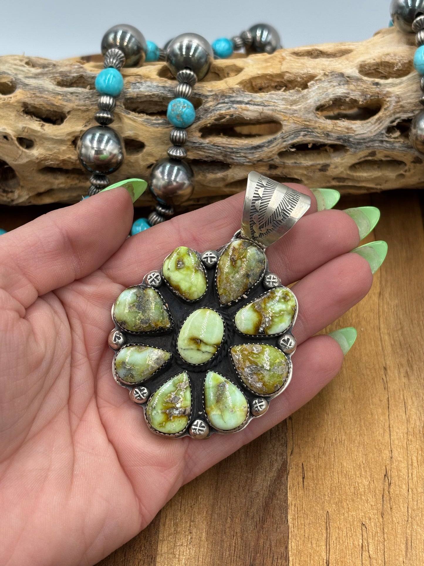 Palomino Cluster Pendant by Boyd Ashley, Navajo