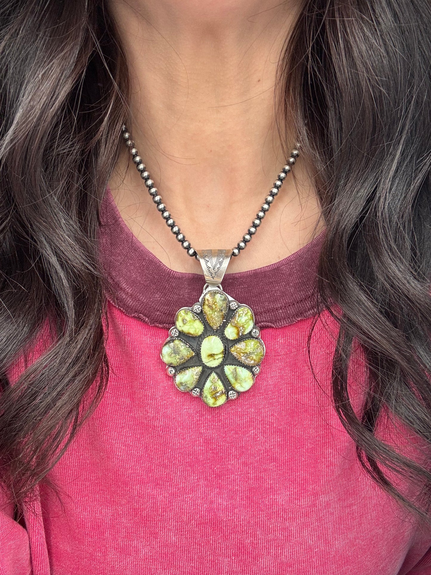 Palomino Cluster Pendant by Boyd Ashley, Navajo