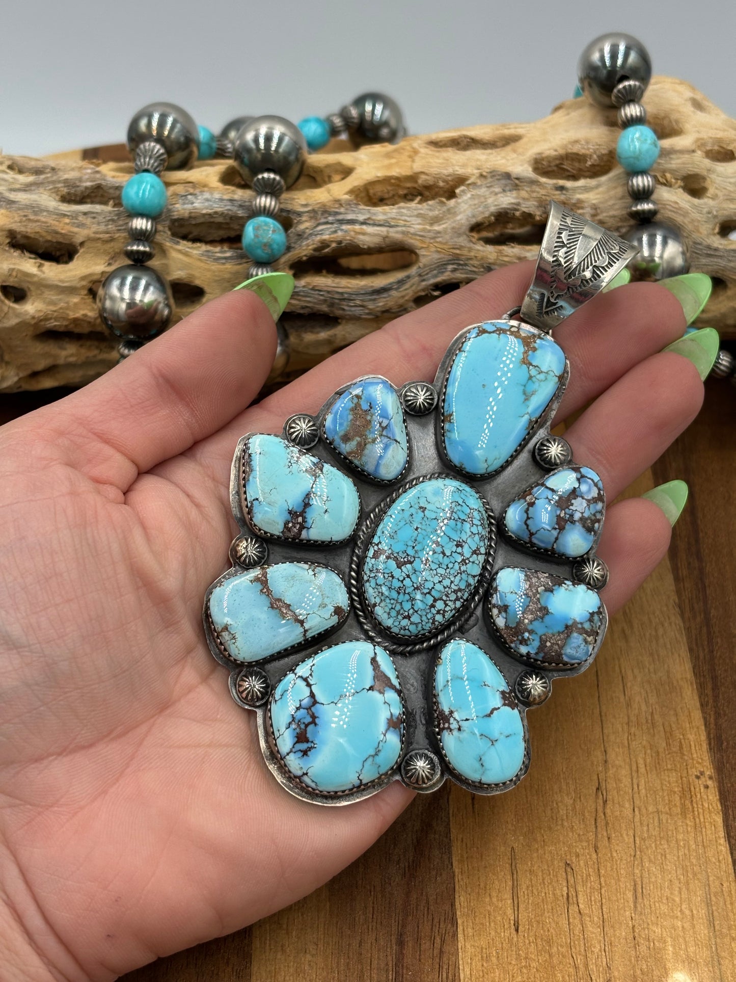 Golden Hills Cluster Pendant by Boyd Ashley, Navajo