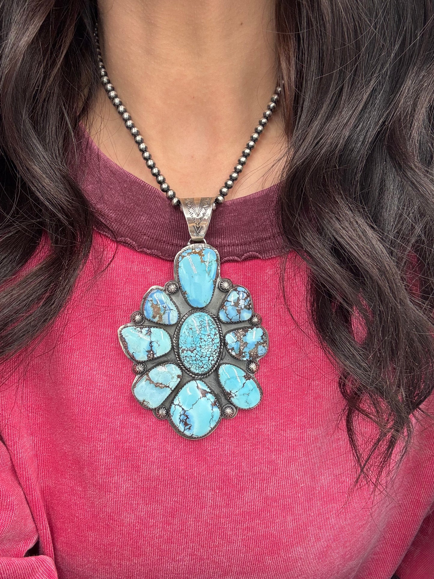 Golden Hills Cluster Pendant by Boyd Ashley, Navajo