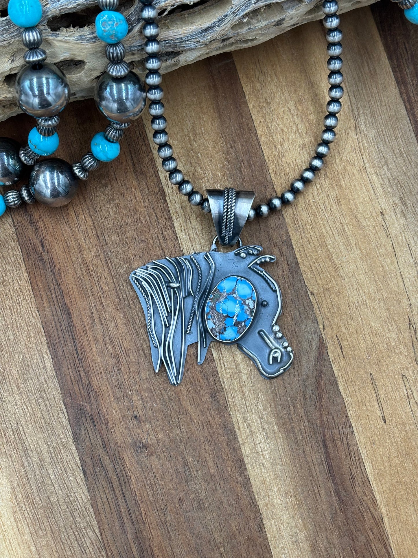 Golden Hills Horse Pendant by Miranda Willie, Navajo