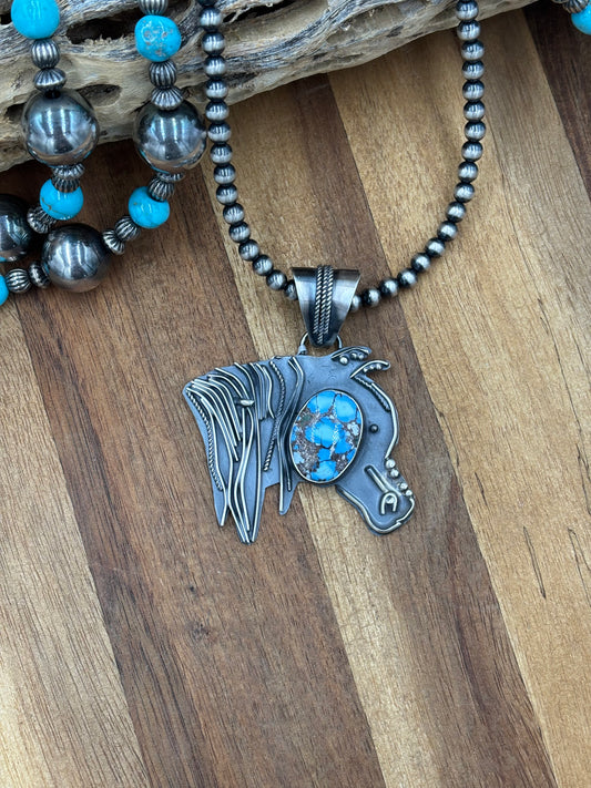 Golden Hills Horse Pendant by Miranda Willie, Navajo