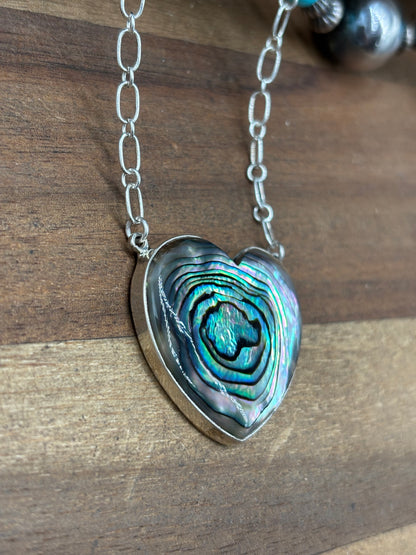 Abalone #108-25A Heart Necklace by R Grace, Navajo