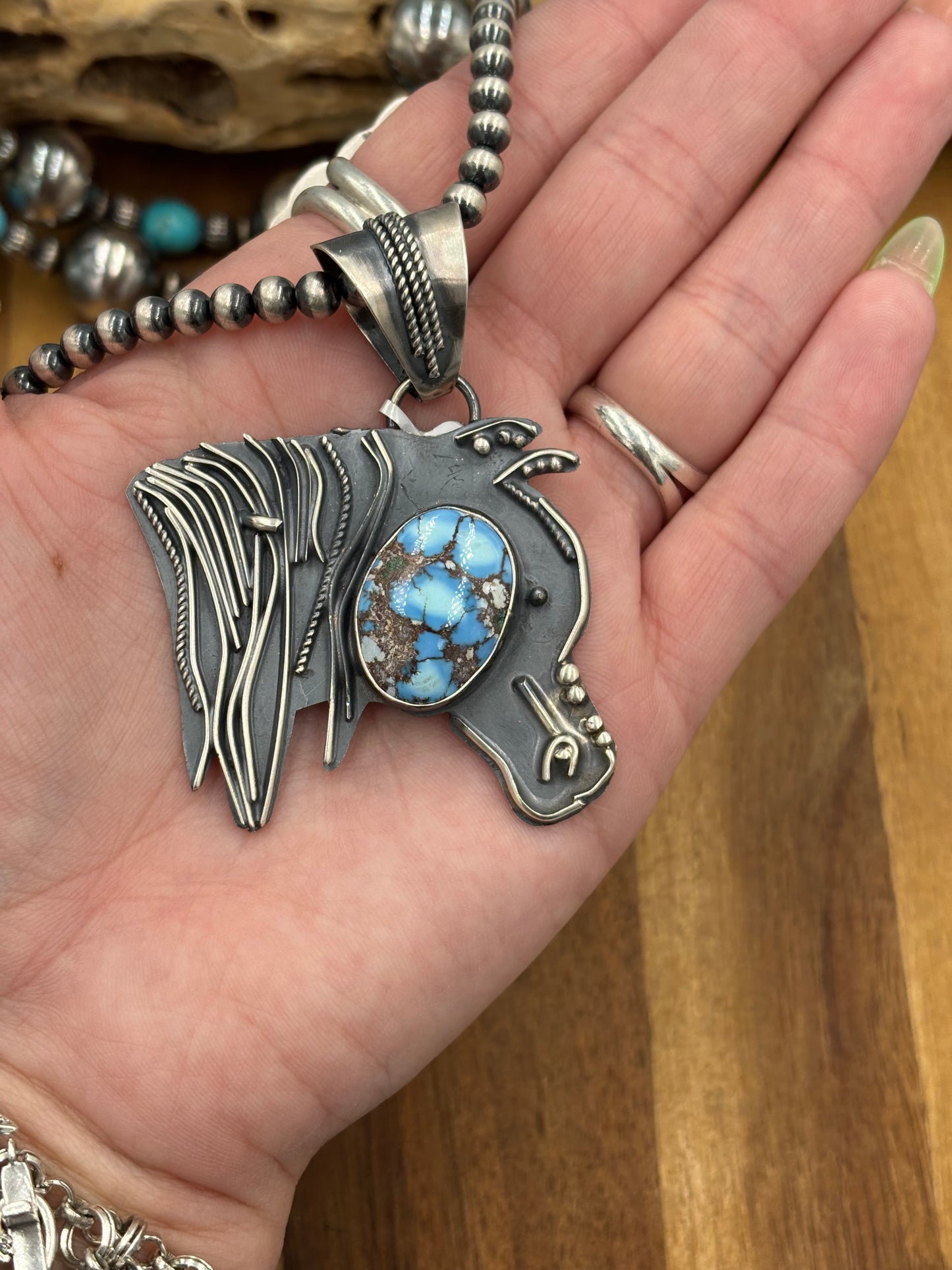 Golden Hills Horse Pendant by Miranda Willie, Navajo