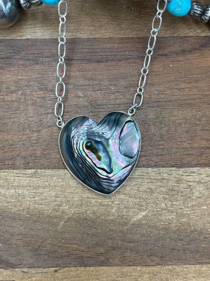 Abalone #108-25B Heart Necklace by R Grace, Navajo