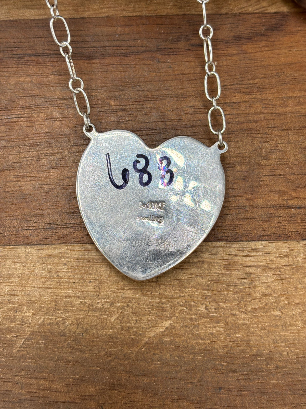 Abalone #108-25B Heart Necklace by R Grace, Navajo
