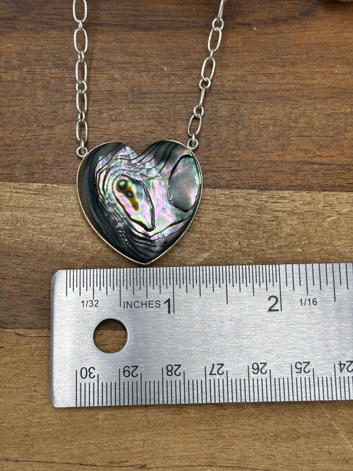Abalone #108-25B Heart Necklace by R Grace, Navajo