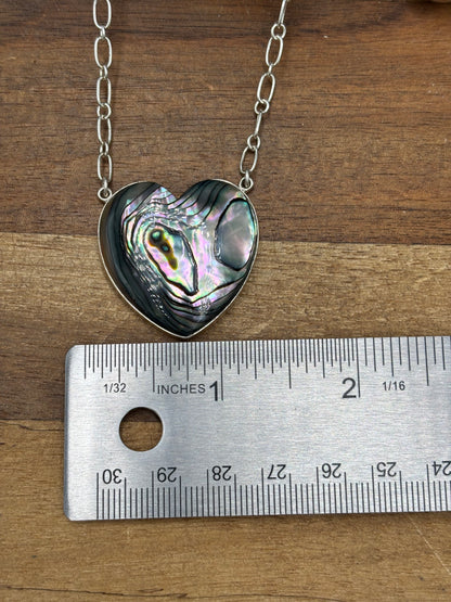 Abalone #108-25B Heart Necklace by R Grace, Navajo