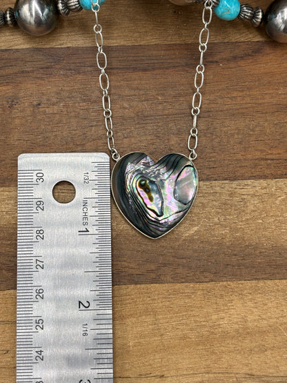 Abalone #108-25B Heart Necklace by R Grace, Navajo