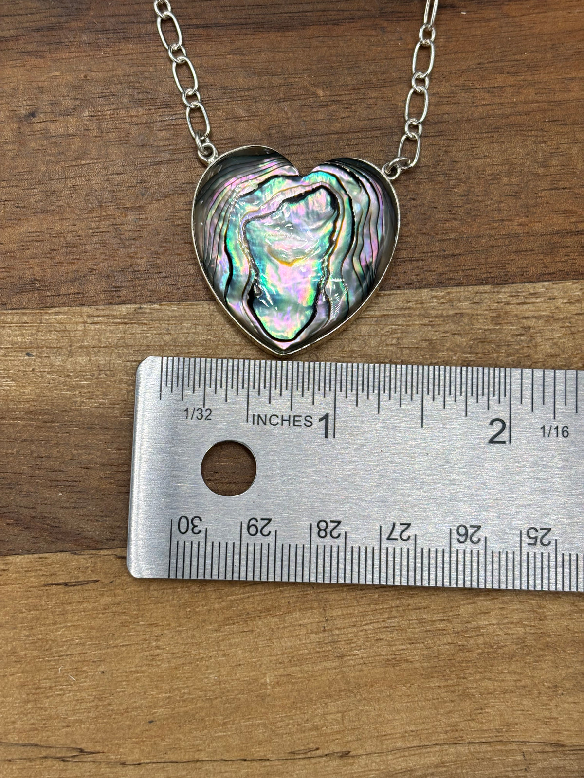 Abalone #108-25C Heart Necklace by R Grace, Navajo