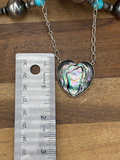 Abalone #108-25C Heart Necklace by R Grace, Navajo