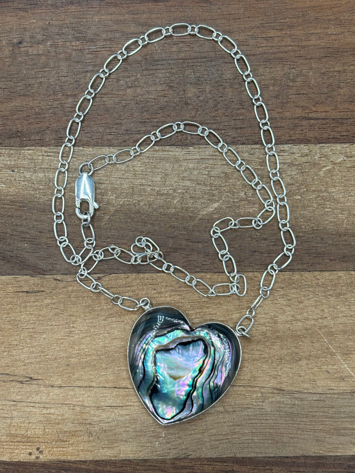 Abalone #108-25C Heart Necklace by R Grace, Navajo