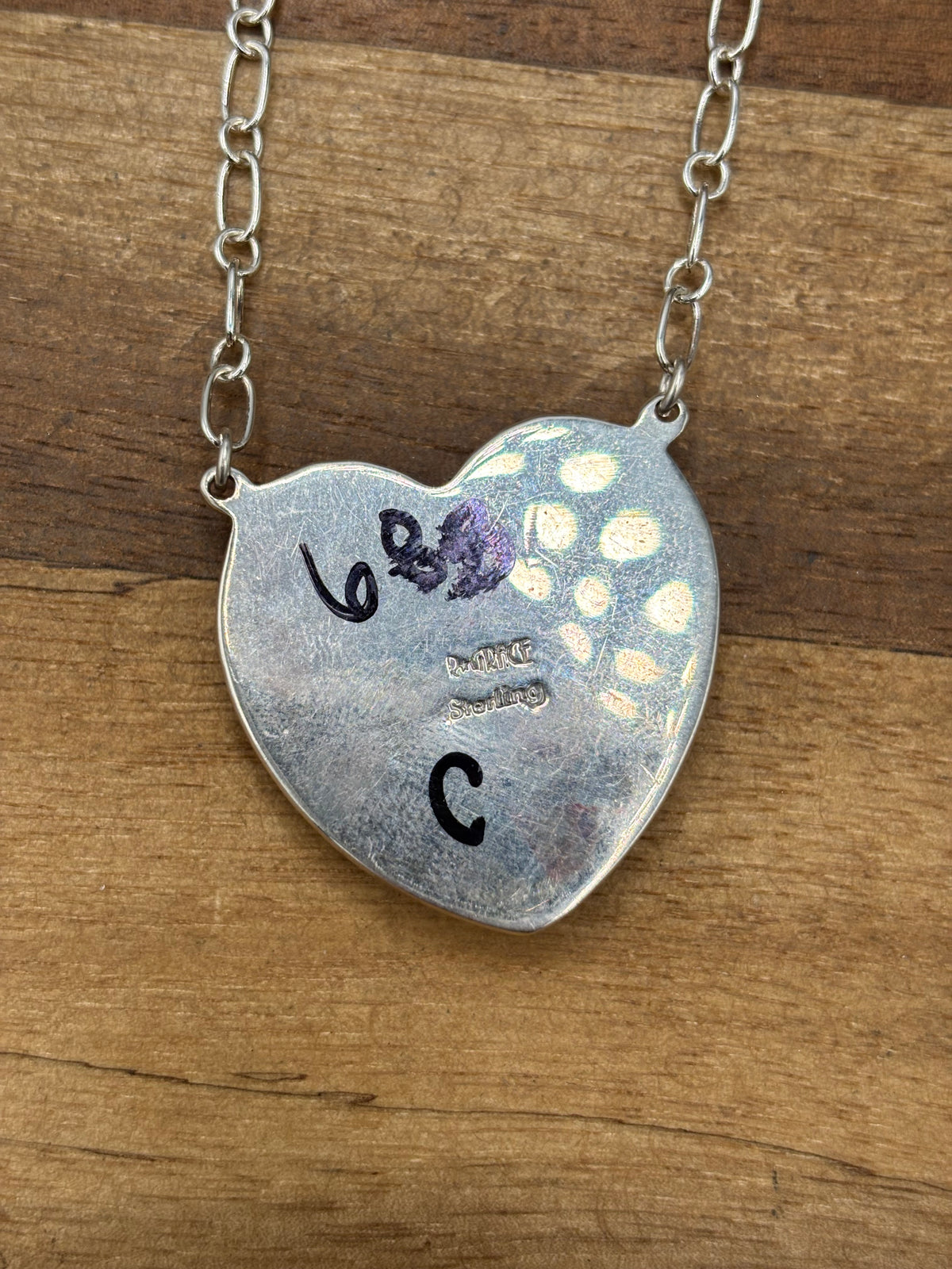Abalone #108-25C Heart Necklace by R Grace, Navajo