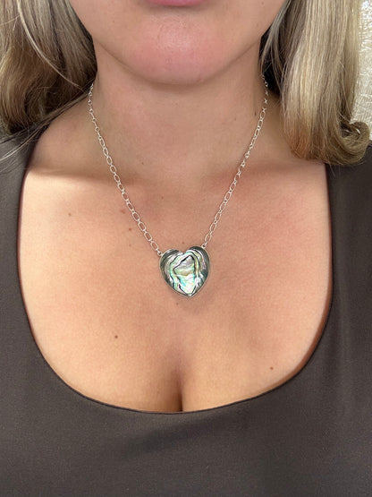 Abalone #108-25C Heart Necklace by R Grace, Navajo