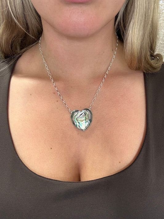 Abalone #108-25C Heart Necklace by R Grace, Navajo