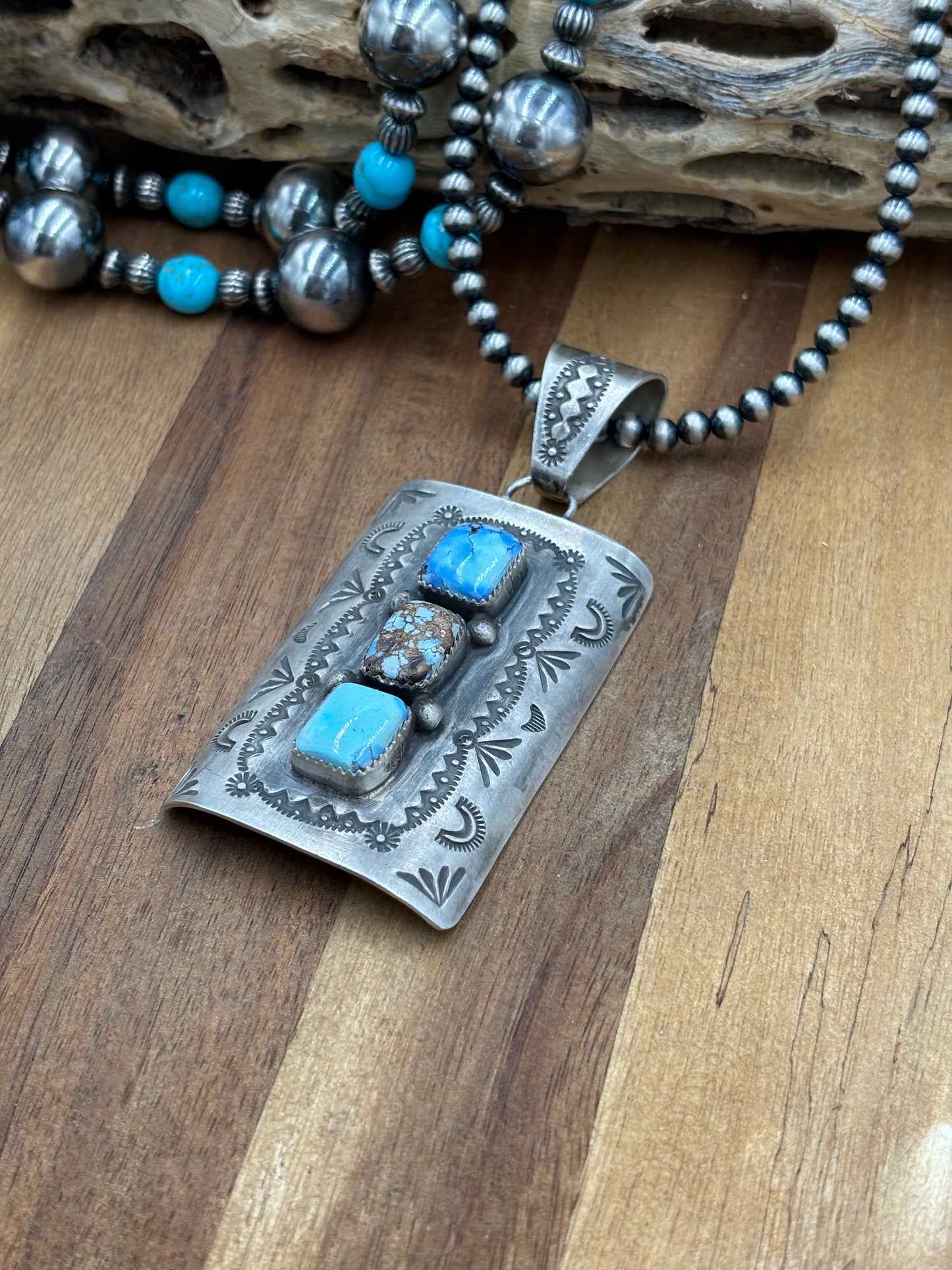 Golden Hills Pendant by Delbert Santos, Navajo