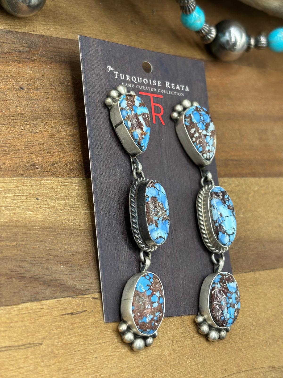 Golden Hills #108-8 Turquoise Earrings by Tricia Smith, Navajo