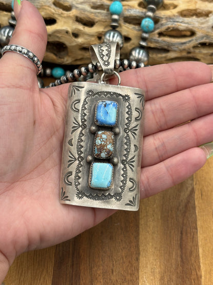 Golden Hills Pendant by Delbert Santos, Navajo