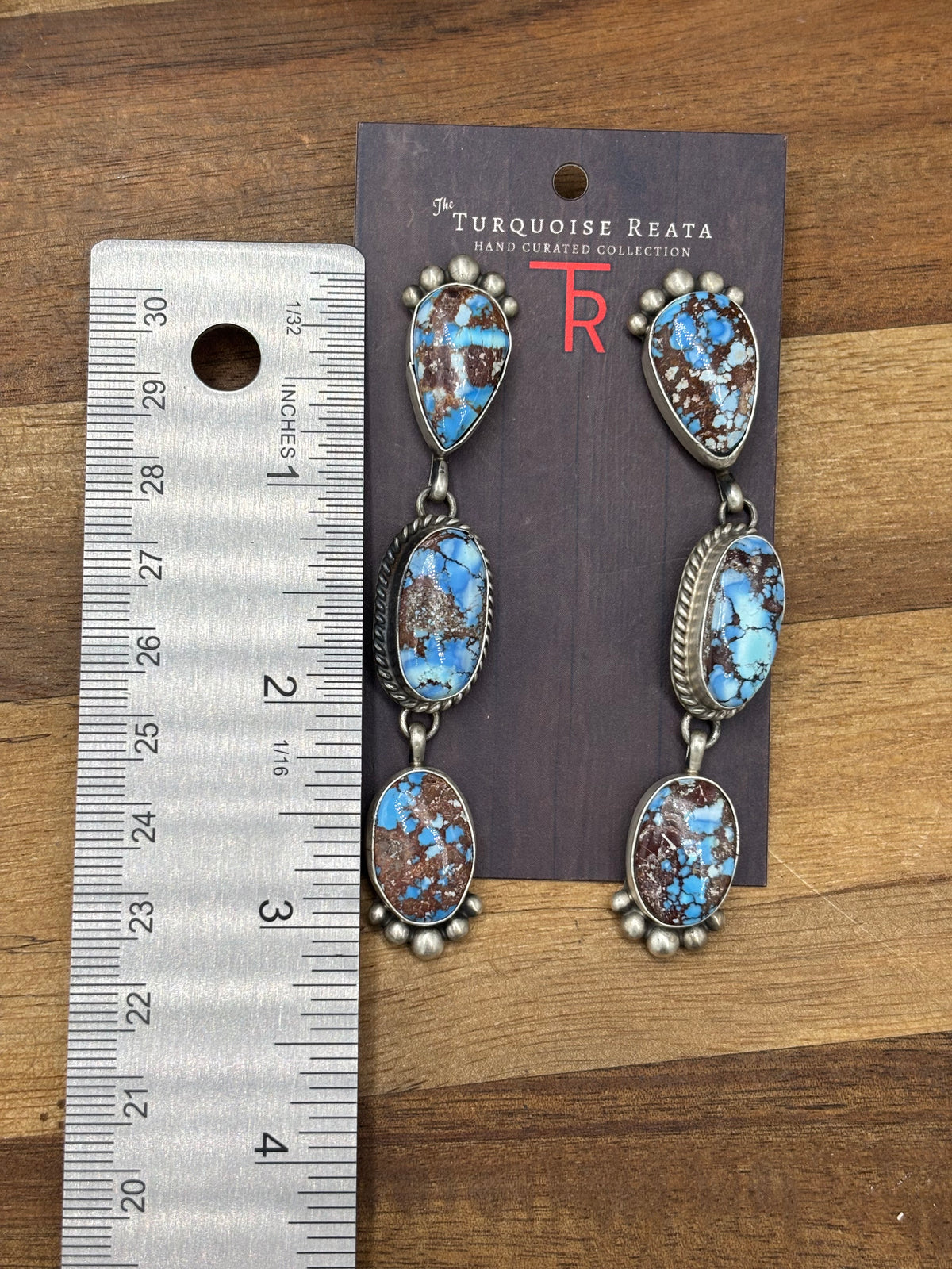 Golden Hills #108-8 Turquoise Earrings by Tricia Smith, Navajo
