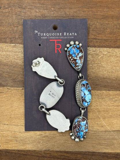 Golden Hills #108-8 Turquoise Earrings by Tricia Smith, Navajo