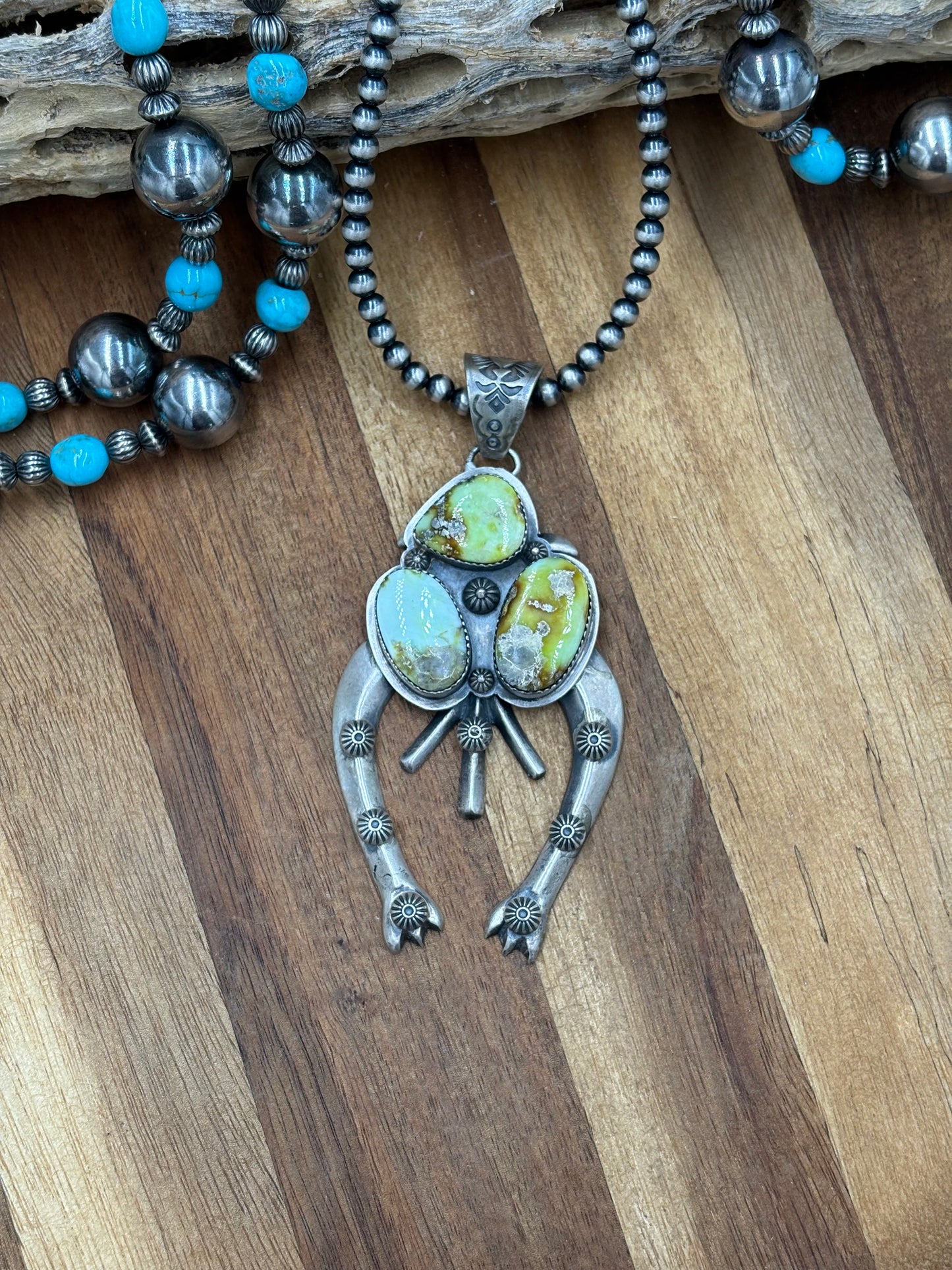 Palomino Cluster Naja Pendant by FL Begay, Navajo