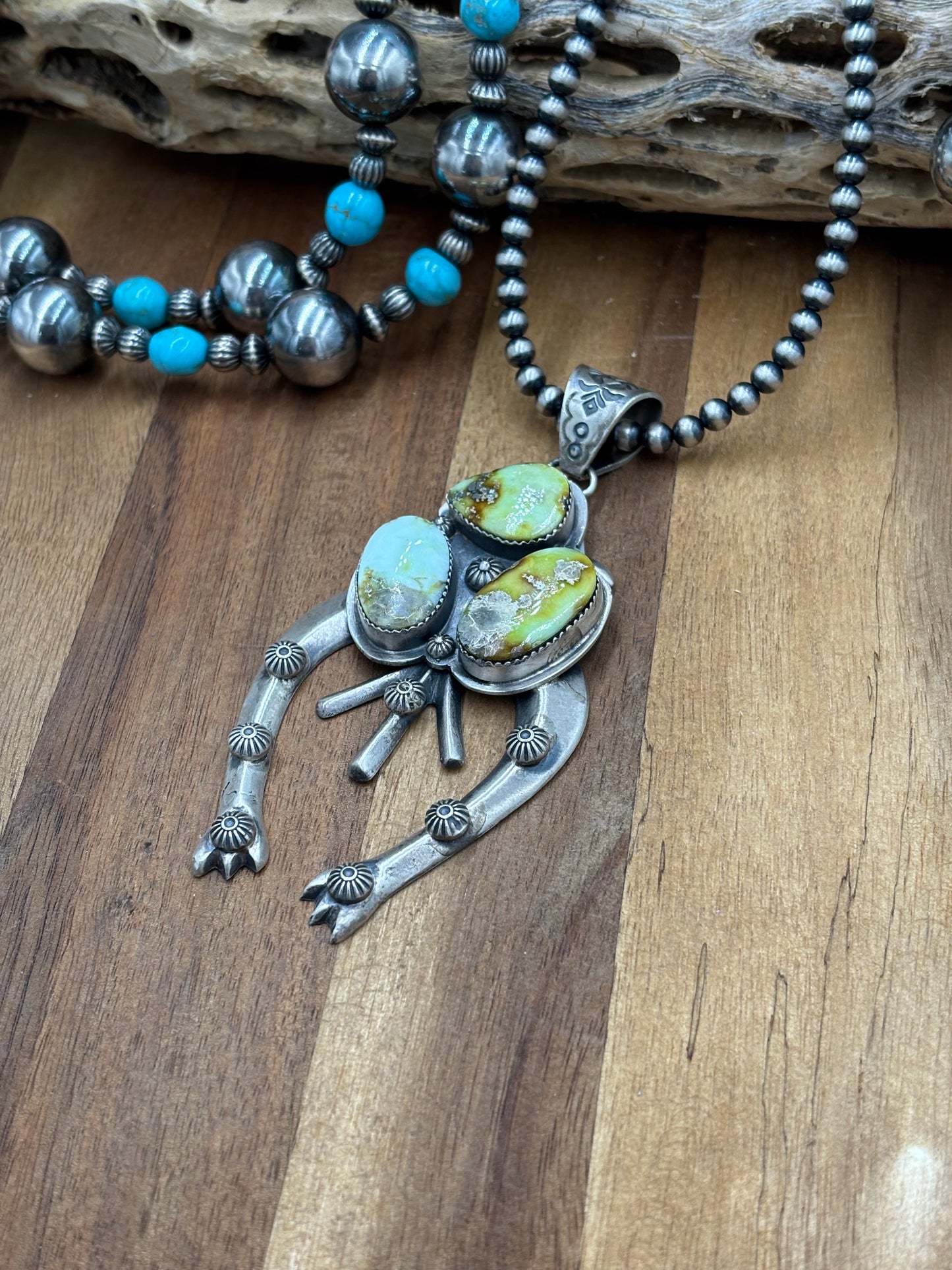 Palomino Cluster Naja Pendant by FL Begay, Navajo