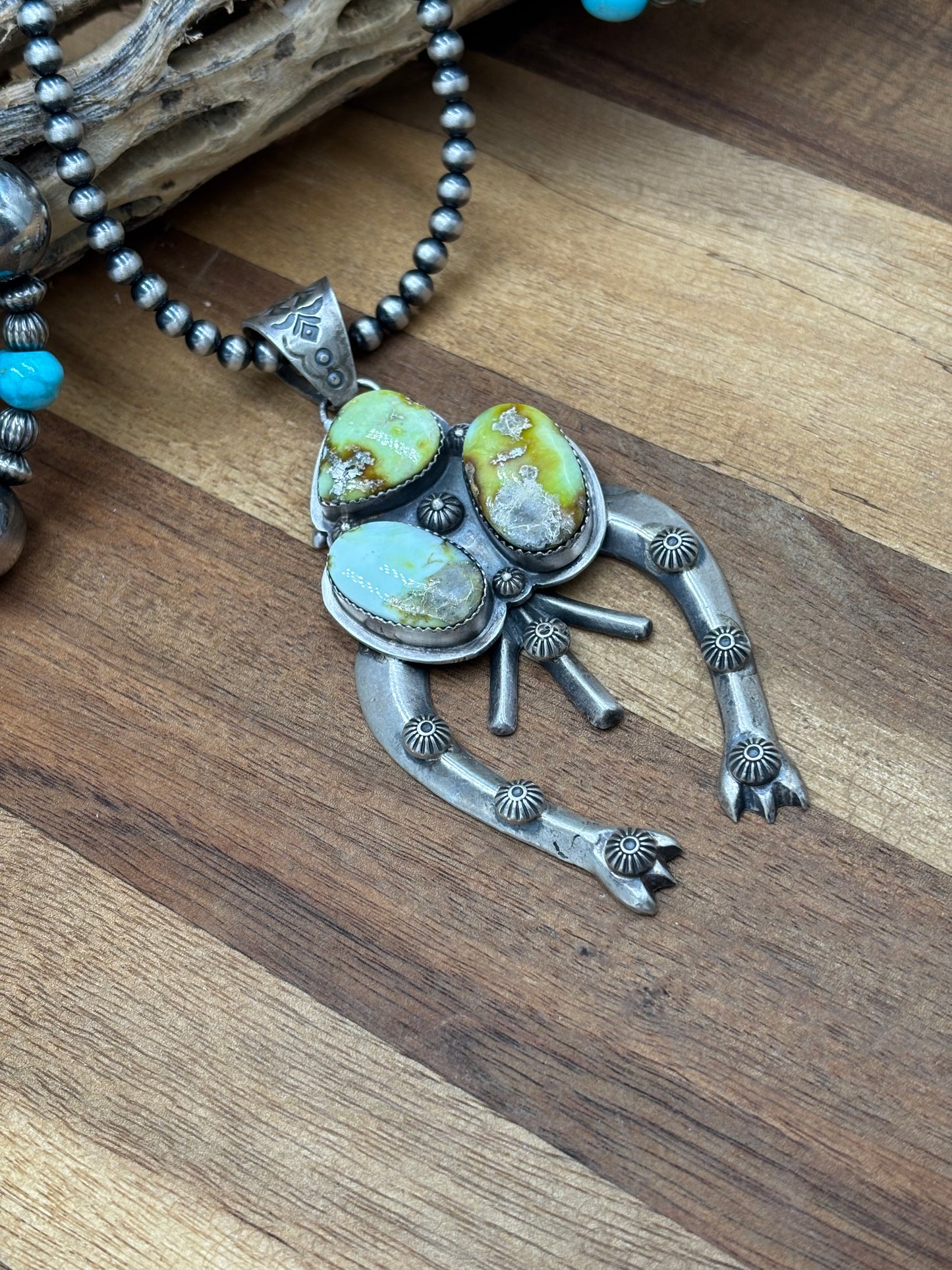 Palomino Cluster Naja Pendant by FL Begay, Navajo