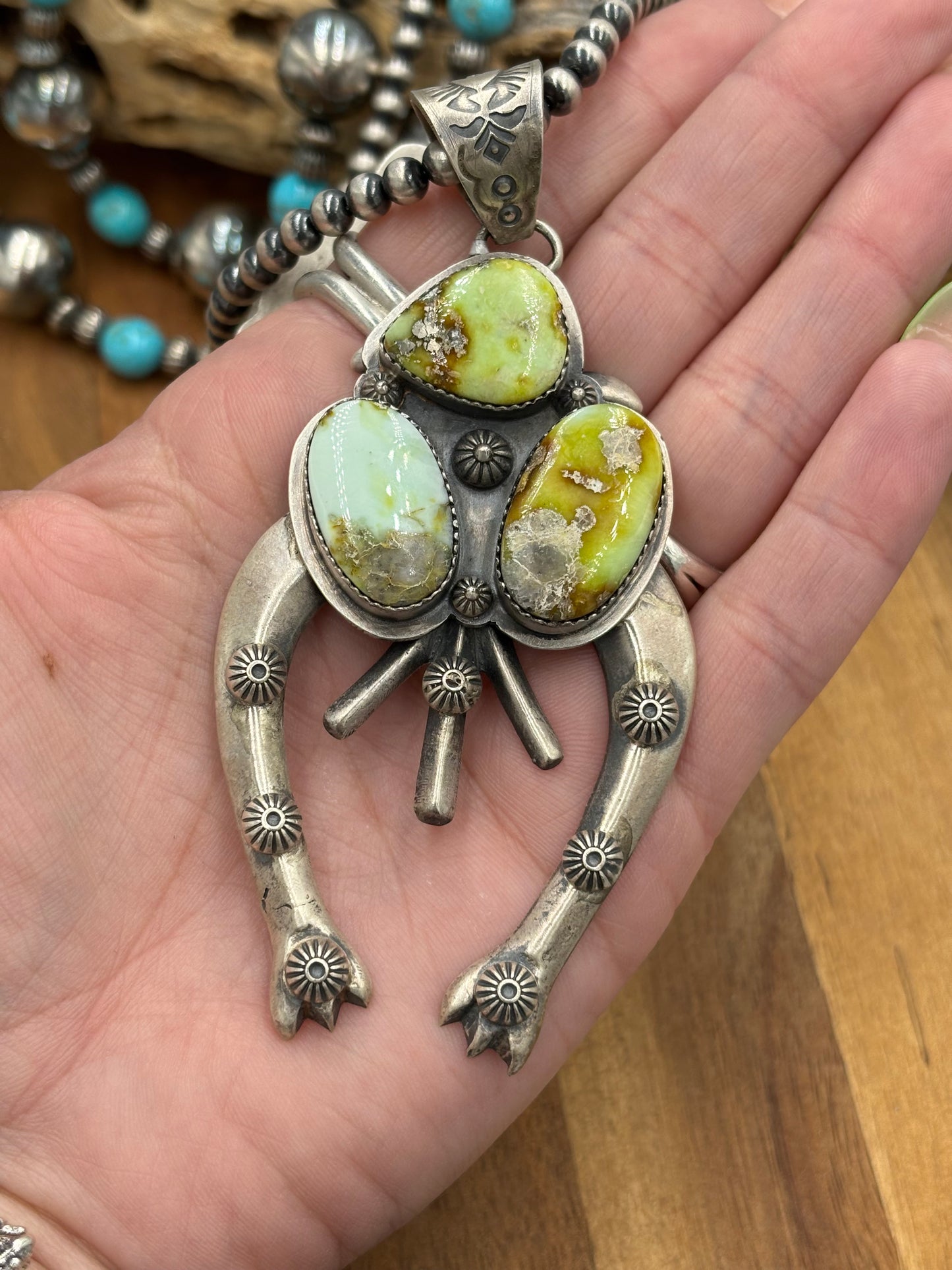 Palomino Cluster Naja Pendant by FL Begay, Navajo