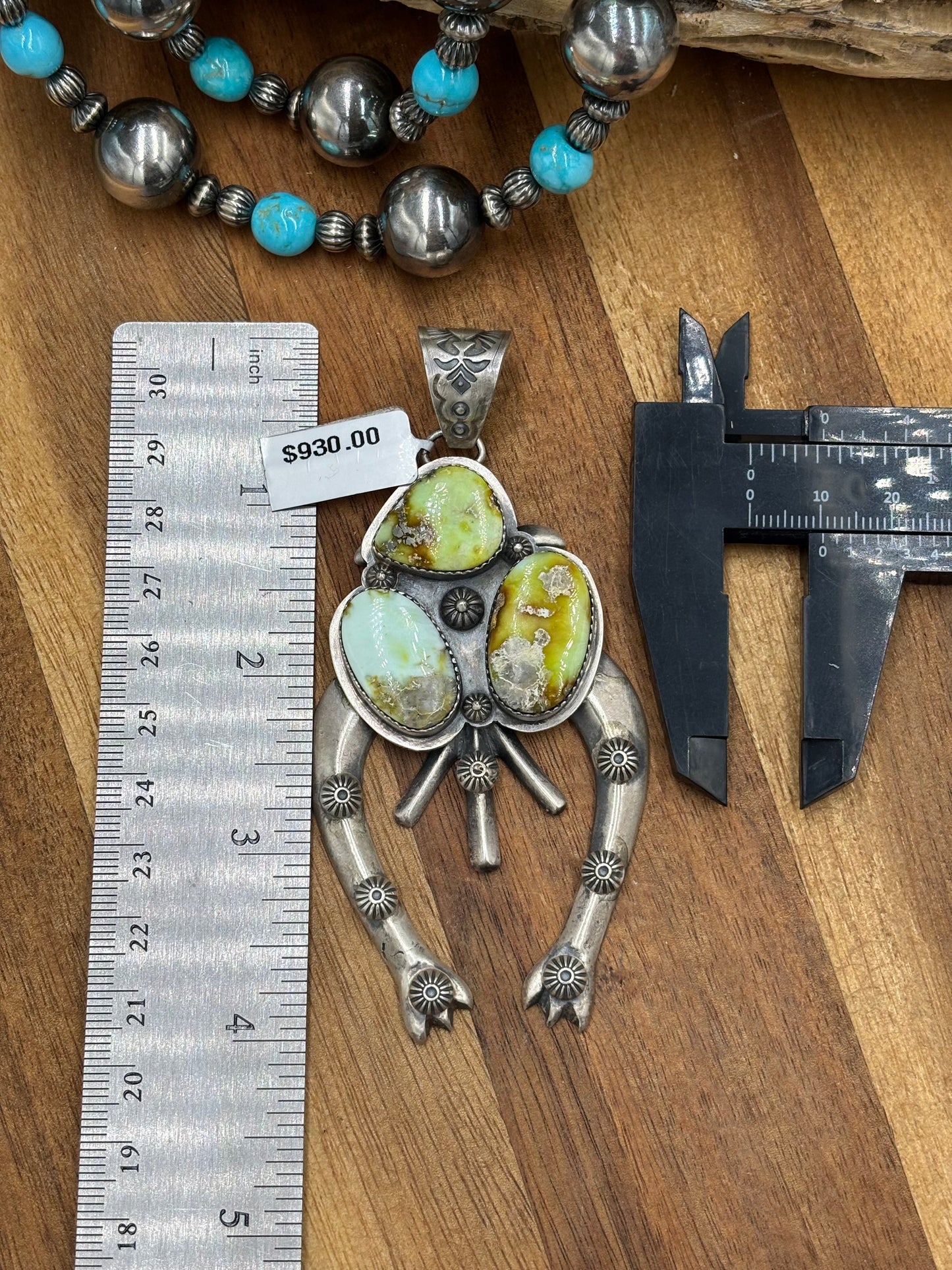 Palomino Cluster Naja Pendant by FL Begay, Navajo