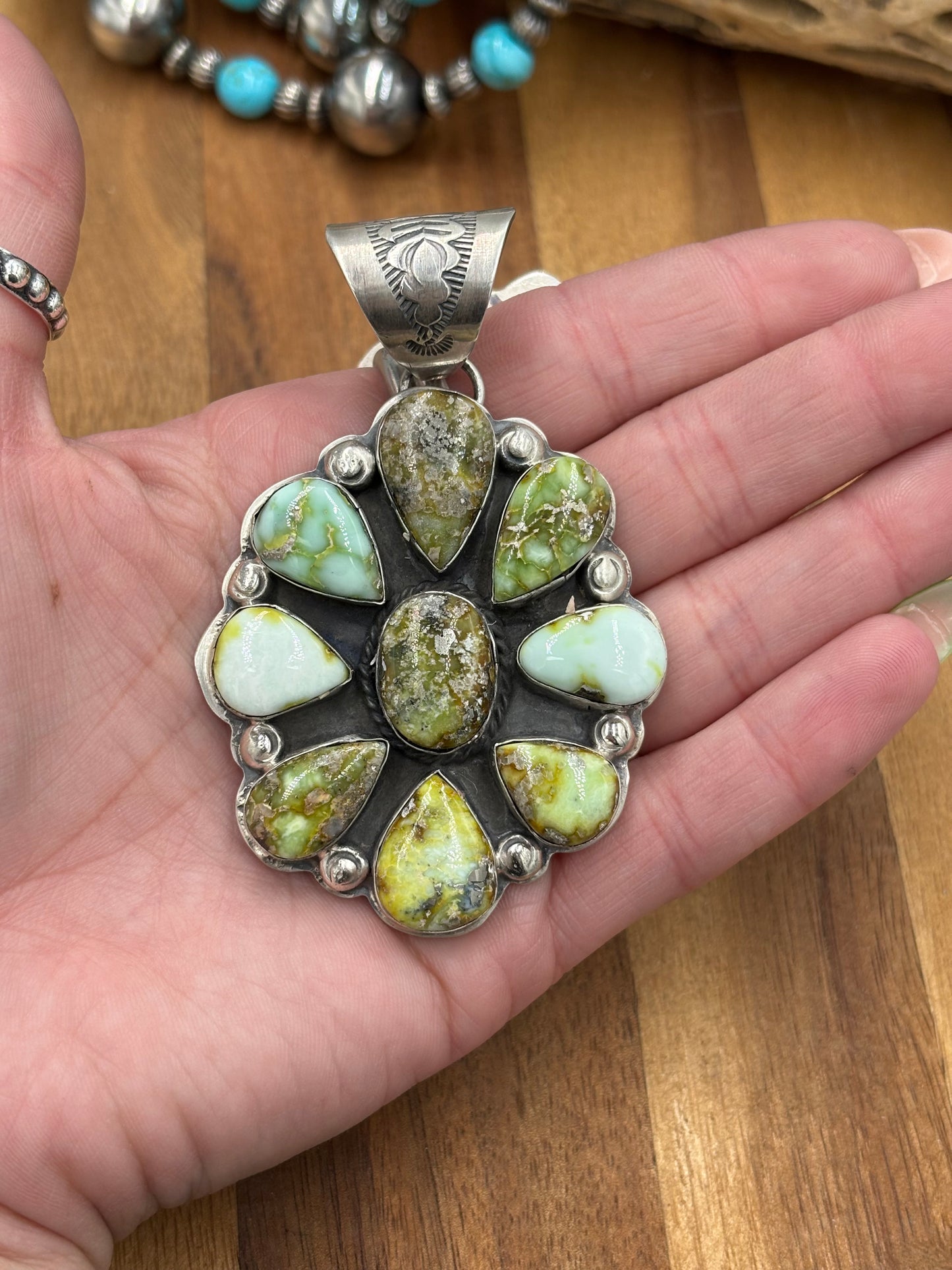 Palomino Cluster Pendant by Boyd Ashley, Navajo