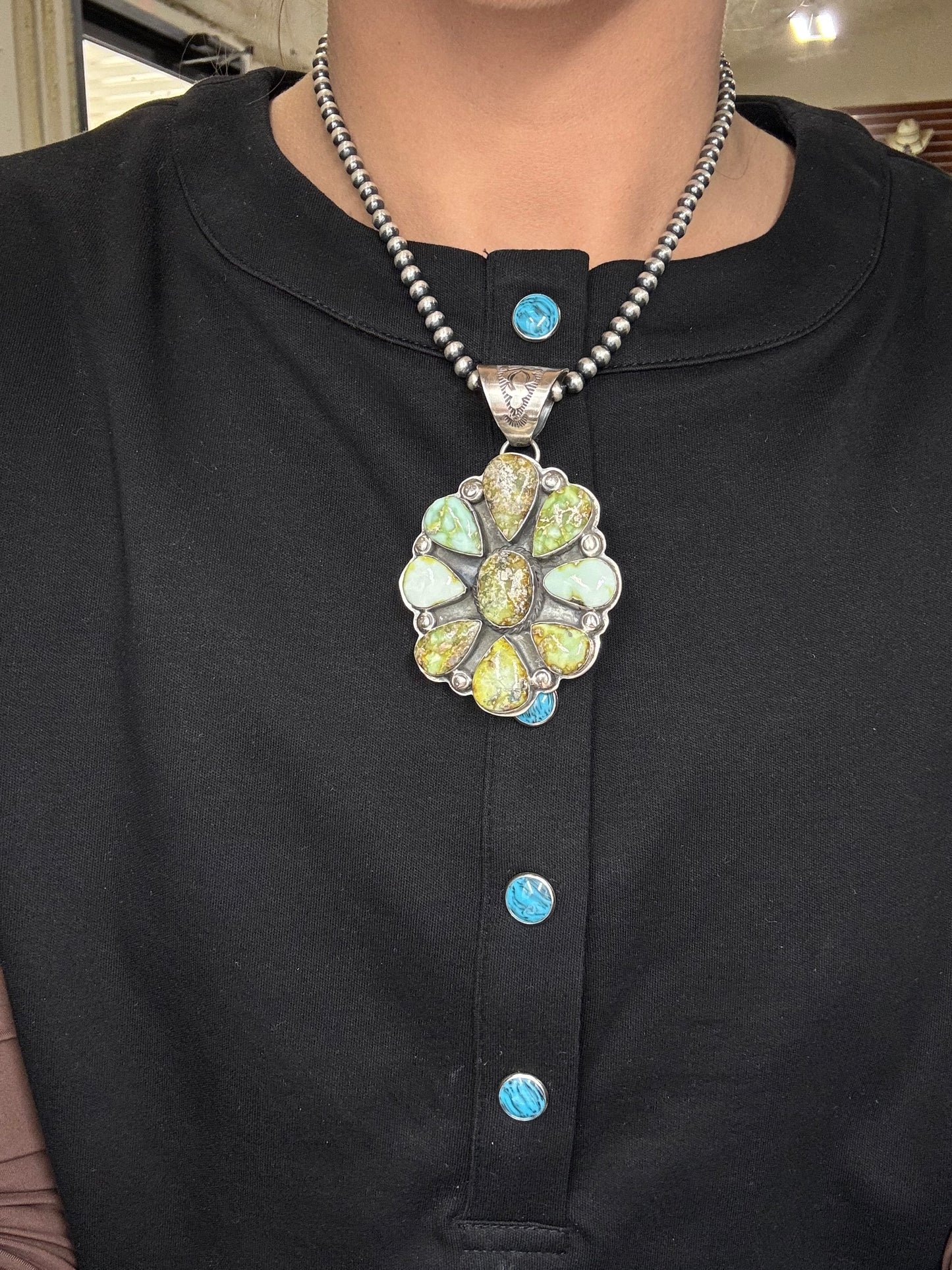 Palomino Cluster Pendant by Boyd Ashley, Navajo