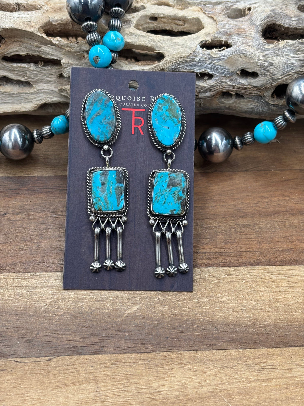 Kingman #108-7 Turquoise Earrings by Jacqueline, Navajo