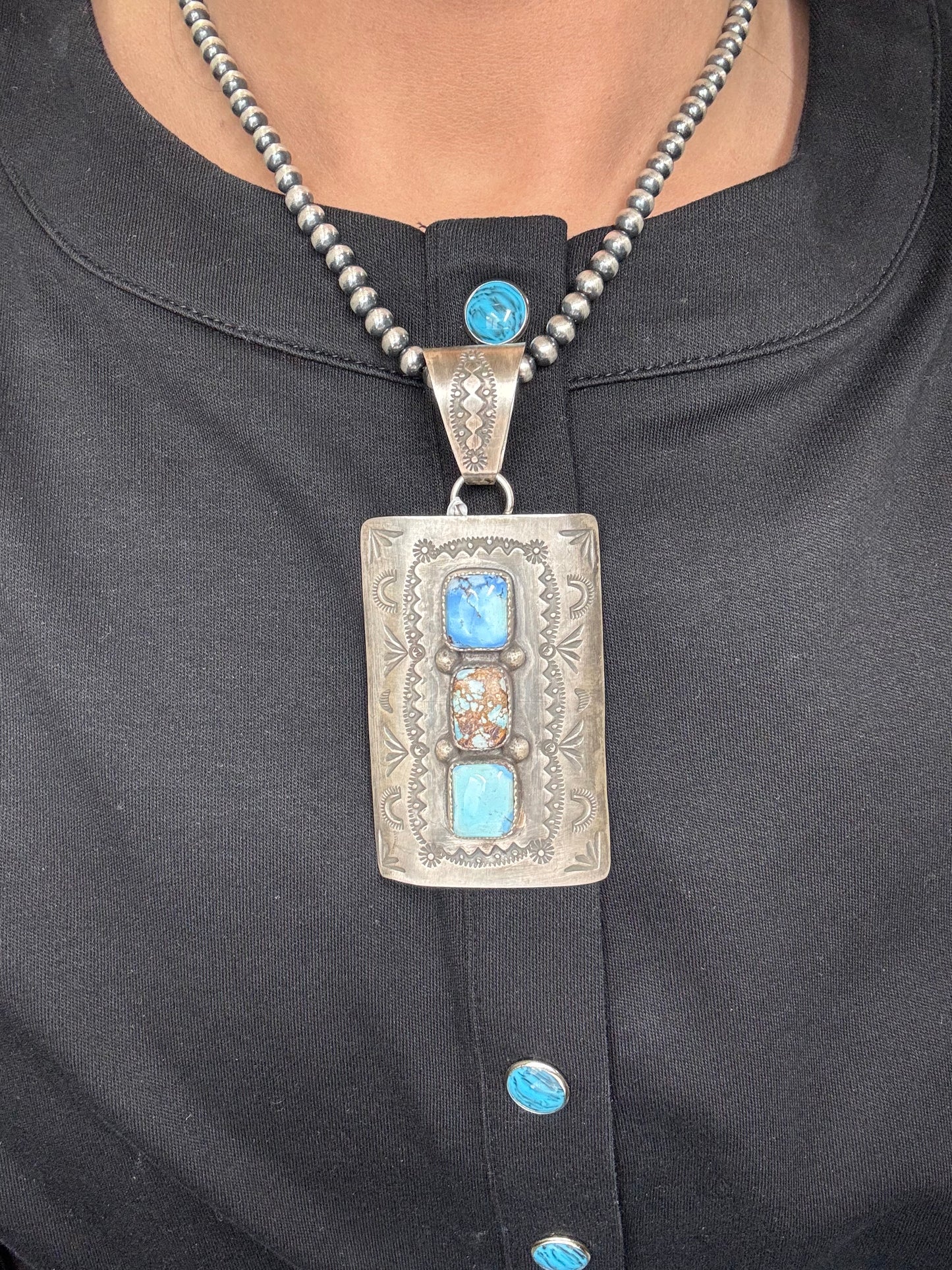 Golden Hills Pendant by Delbert Santos, Navajo