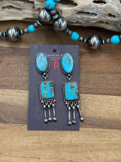 Kingman #108-7 Turquoise Earrings by Jacqueline, Navajo