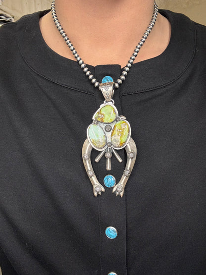 Palomino Cluster Naja Pendant by FL Begay, Navajo