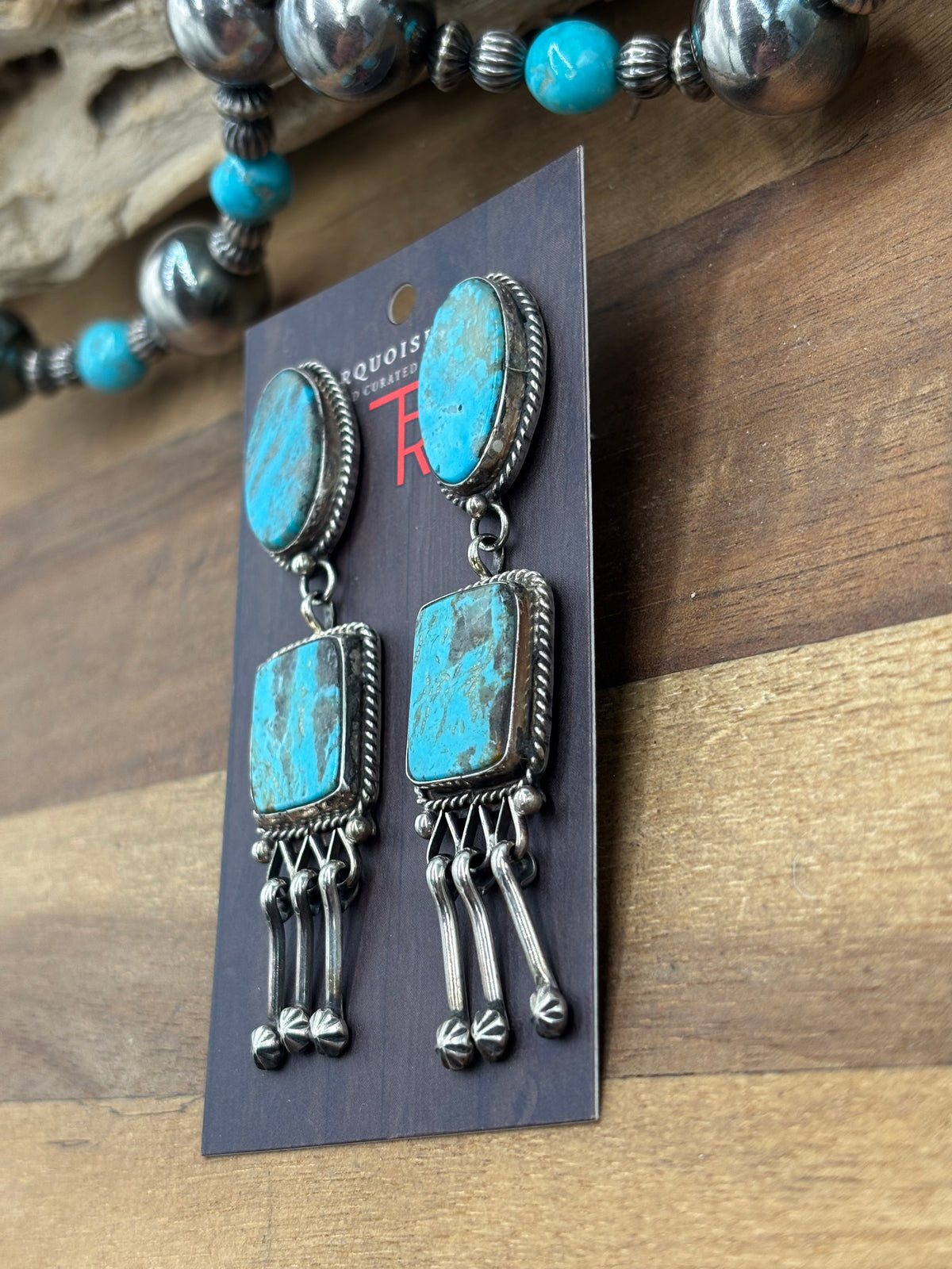 Kingman #108-7 Turquoise Earrings by Jacqueline, Navajo