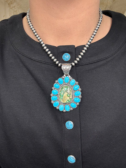 Sonoran Gold & Turquoise Cluster Pendant