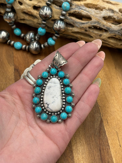 White Buffalo & Turquoise Pendant