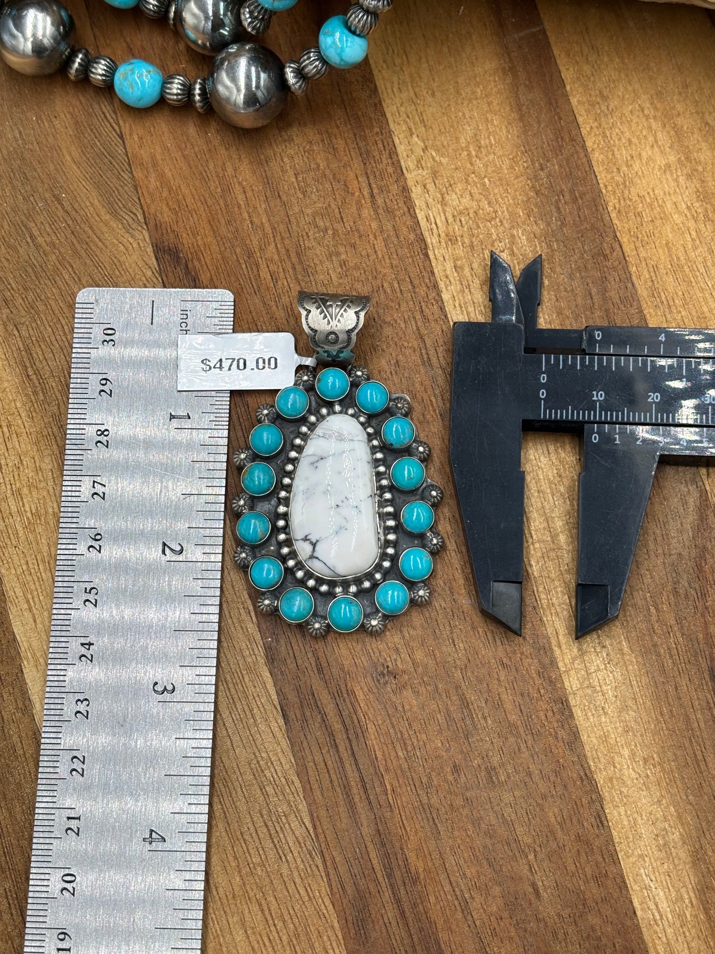 White Buffalo & Turquoise Pendant